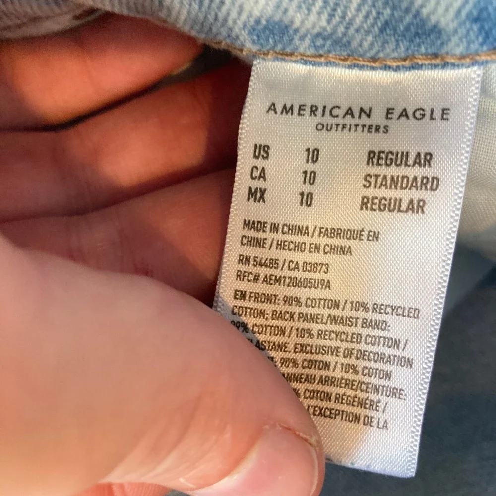American Eagle Jeans Women 10 (29x31) Highest Rise Baggy Straight Light Wash